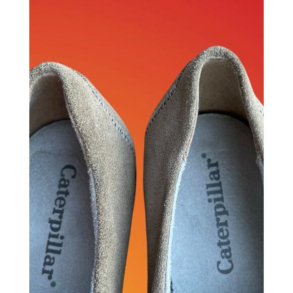 Caterpillar CAT Chunky Platform Y2K Lug Heels Leather Beige Tan Suede Shoes 9 - Picture 6 of 12